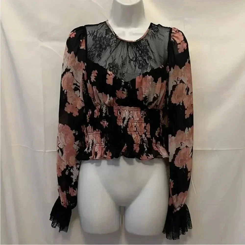 *Final Price* Free People Midnight Combo Daphne Blouse XS Boho NWT